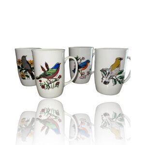 Leonard Porcelain Vintage Bird Coffee Mug Set of 4 Multicolor 1980s